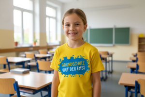 Anwendung des Logos auf Textilien zur Steigerung der Schulgemeinschaft