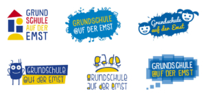 Verschieden Logoentwürfe im Rahmen des Re-Designs des Schullogos