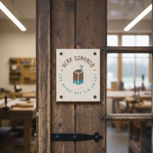 Beschilderung für das Atelier des Schreiners und Objektdesigners